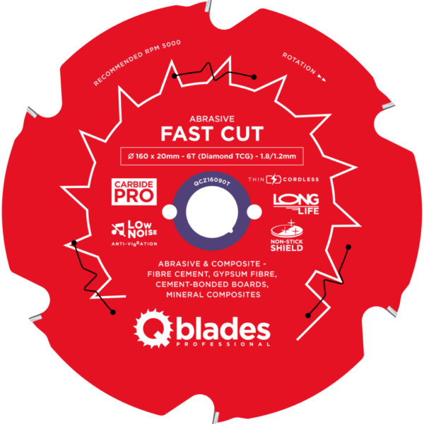 QBLADES-HM CirkelZaagblad 6T 160x20x1,8 Diamand TCG Abrasive-Fast Cut