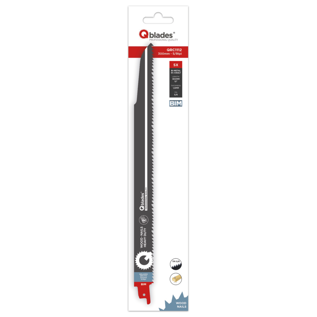 Qblades Reciprozaagblad Hout met spijkers, BIM, 5/8tpi – 300mm