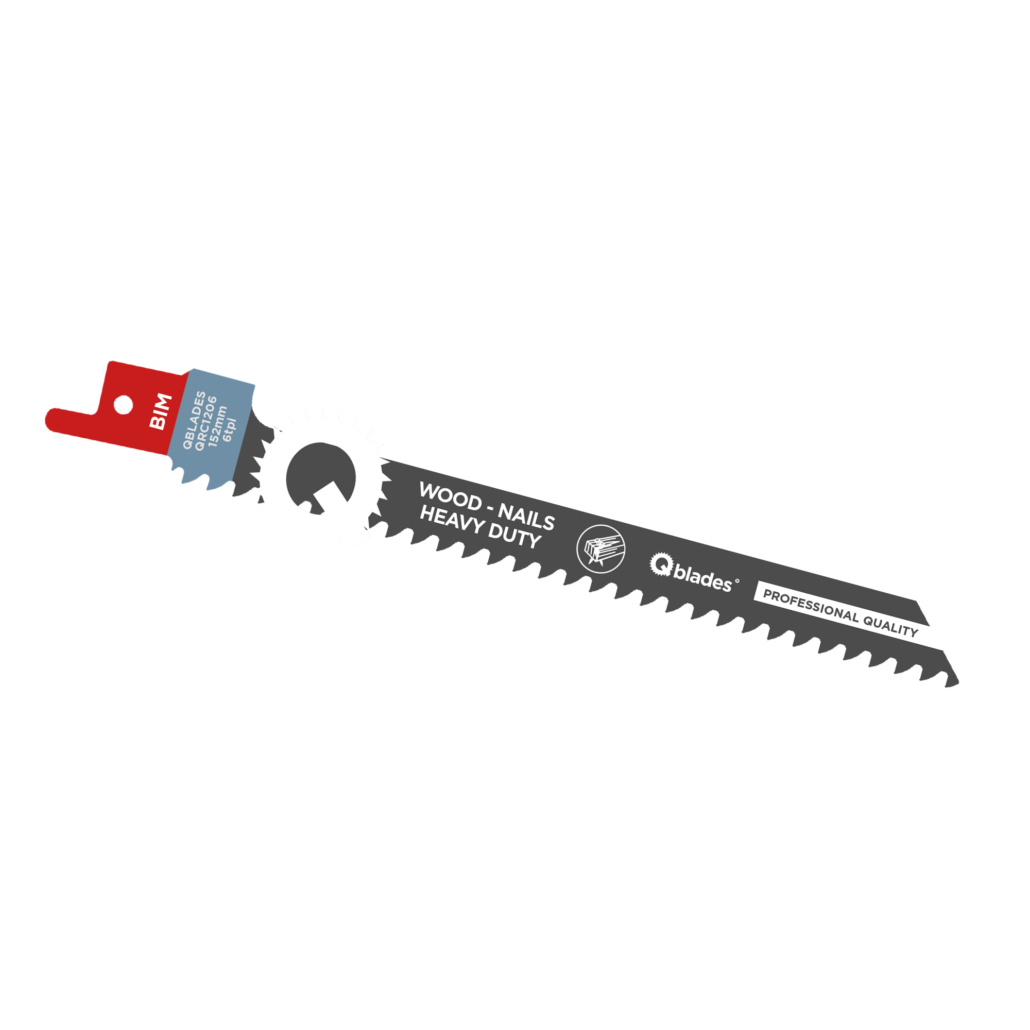 Qblades Reciprozaagblad Hout met spijkers, BIM, 6tpi – 152mm