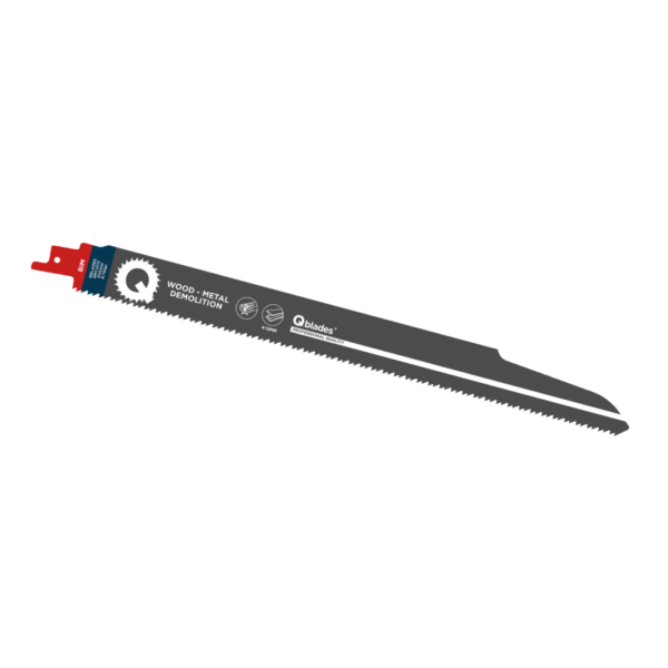 Qblades Reciprozaagblad Alleskunner, Hout met spijkers, Staal tot 12mm, BIM, 8/10tpi – 300mm