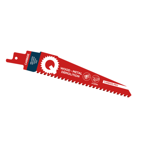 Qblades Reciprozaagblad Alleskunner, Hout met spijkers, Staal tot 12mm, CARB, 6tpi – 152mm, 50x longer life