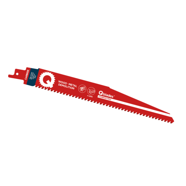 Qblades Reciprozaagblad Alleskunner, Hout met spijkers, Staal tot 12mm, CARB, 6tpi – 228mm, 50x longer life