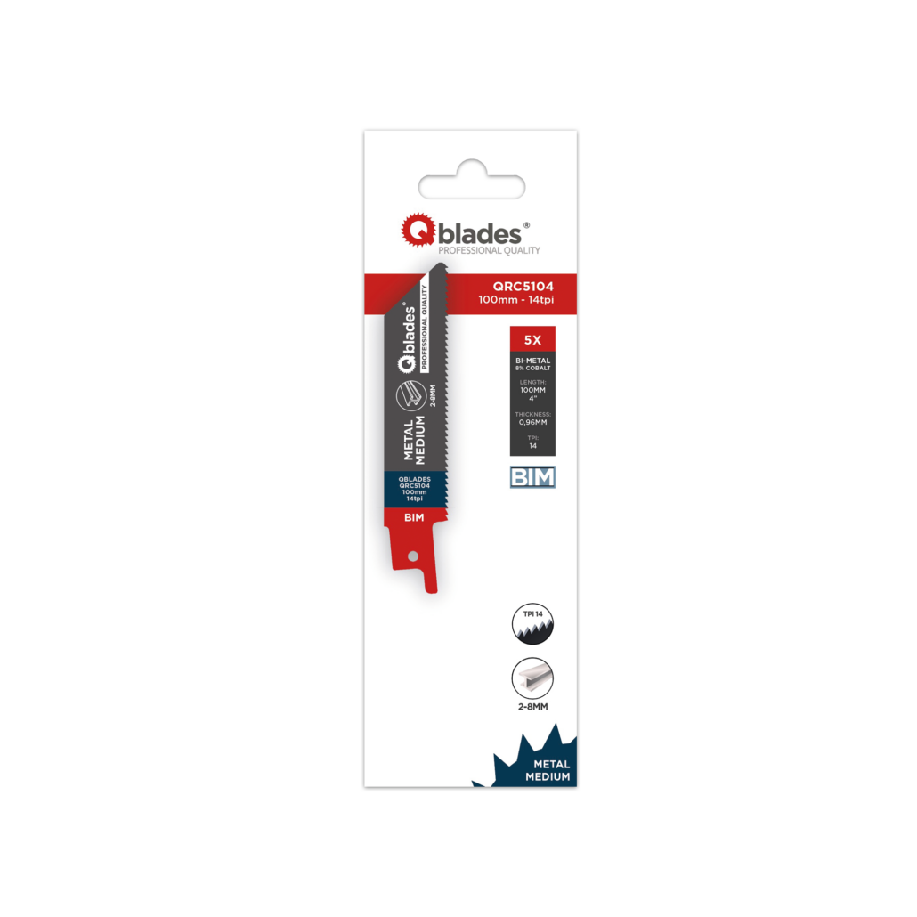 Qblades Reciprozaagblad Medium Metaal, Staal tot 8mm, BIM, 14tpi – 100mm