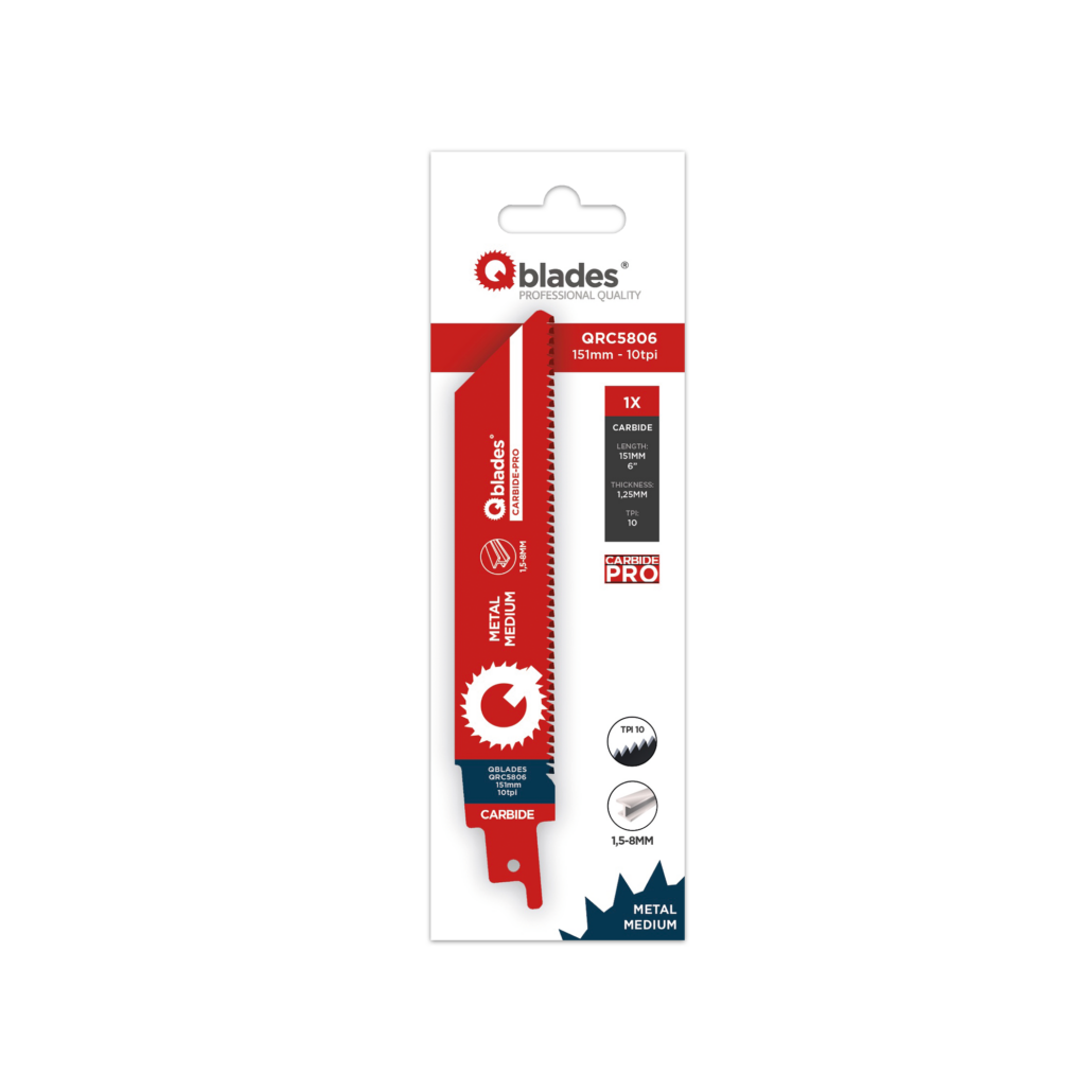 Qblades Reciprozaagblad Medium Metaal, Staal tot 8mm, CARB, 10tpi – 151mm, 50x longer life