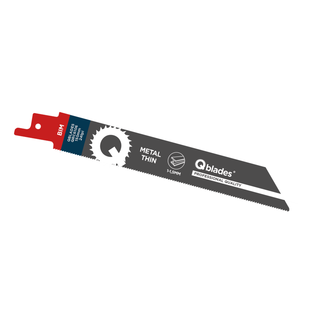 Qblades Reciprozaagblad Dun Metaal, Staal tot 1,5mm, BIM, 24tpi – 150mm