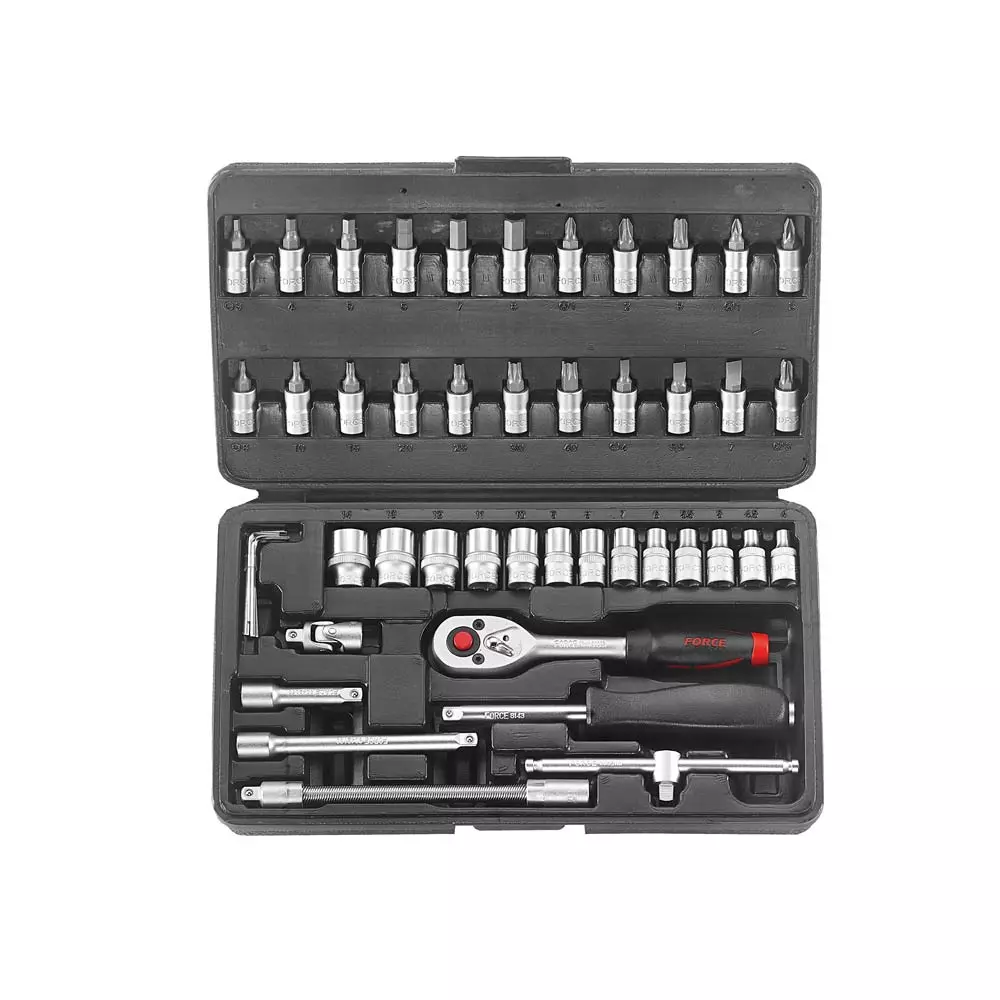 1/4" Doppenset 6-kant 46 delig