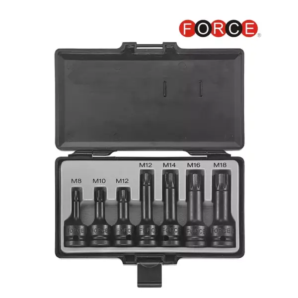 7-delig 1/2"DR. Spline krachtdop bit set