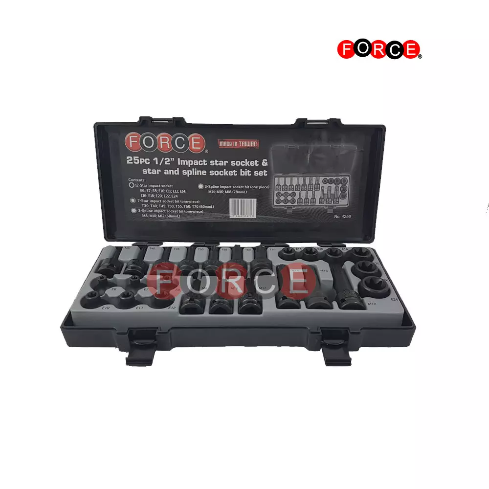 25-delige 1/2" slagsterdop & ster- en splinedop bitset
