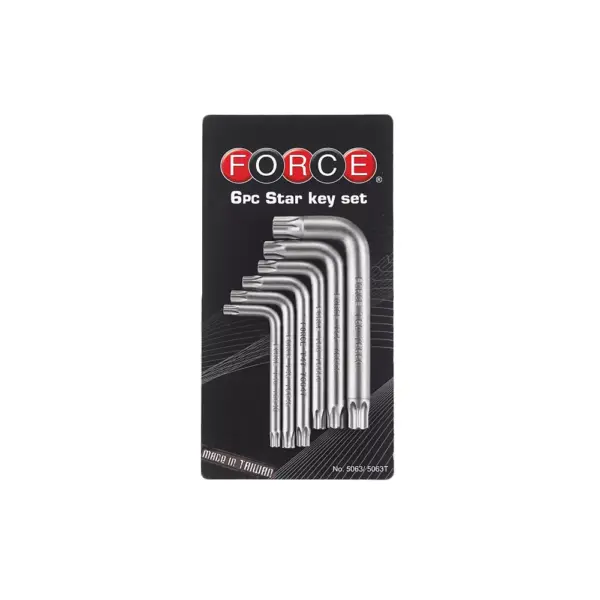 6-delige Haakse resistorx sleutel setForce Haakse resistorx sleutel set 6-delig