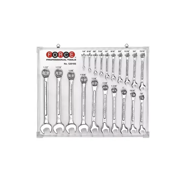 20st combinatiesleutelset (SAE) (witbord en haken)